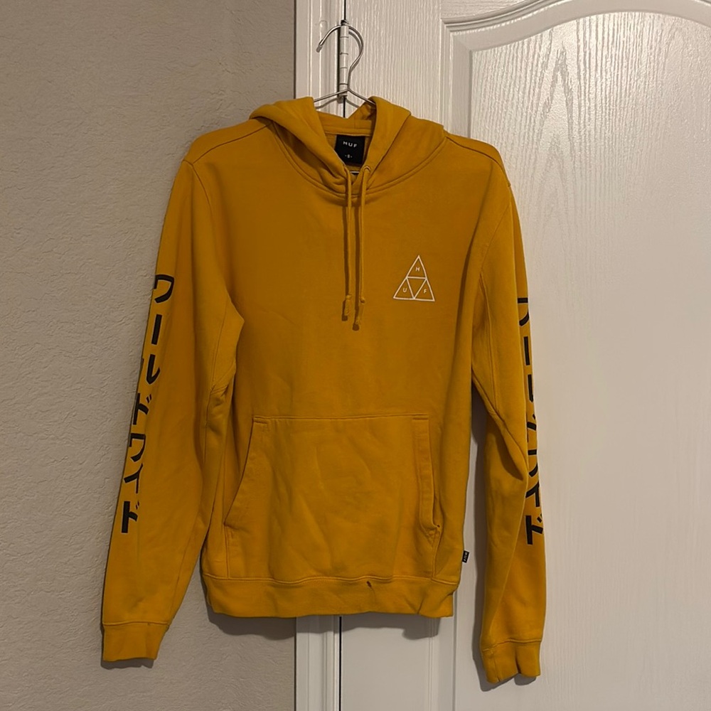Pre-owned HUF Yellow Quarter-Zip Sweater with Triangular Logo